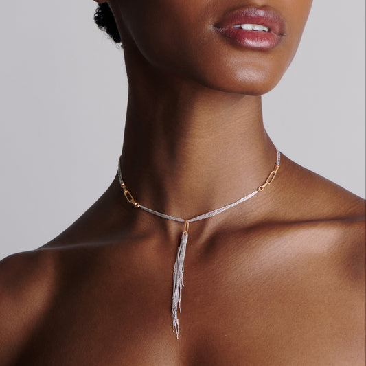 The White Gold Tassel Necklace
